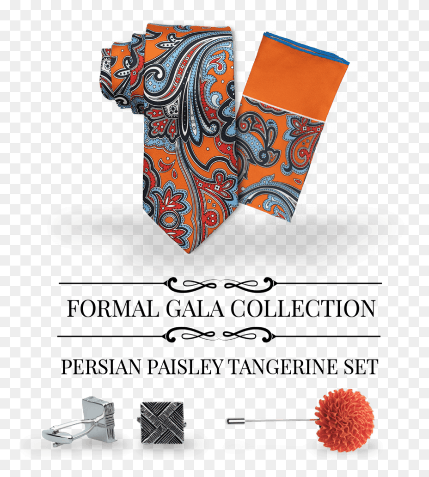 845x947 Descargar Png Persa Paisley Mandarina Gala Formal Colección Paisley, Corbata, Accesorios, Accesorio Hd Png
