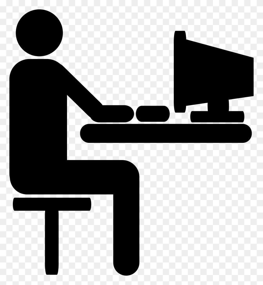 2196x2400 Person At Computer Clip Art, Gray, World Of Warcraft HD PNG Download