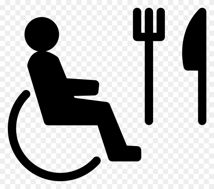 981x854 Человек На Инвалидной Коляске С Вилкой И Ножом Комментарии Инвалидная Коляска, Символ, Молоток, Инструмент Hd Png Скачать