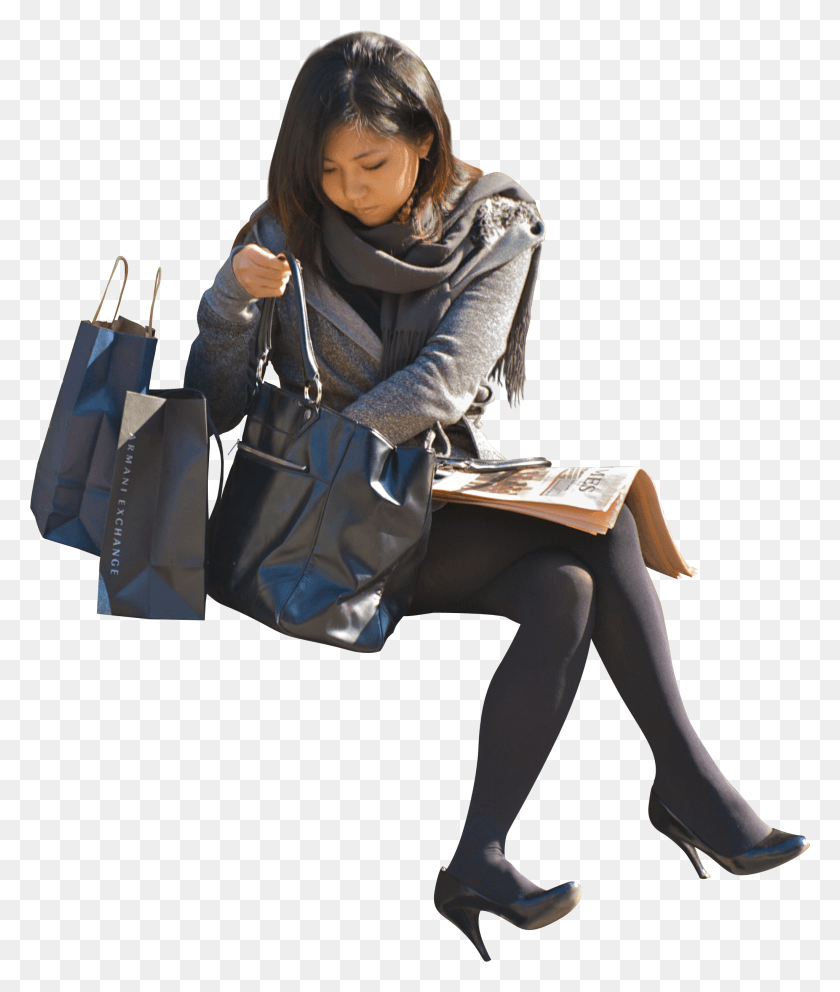 2048x2449 Person Sitting Asian People, Clothing, Apparel, Handbag HD PNG Download