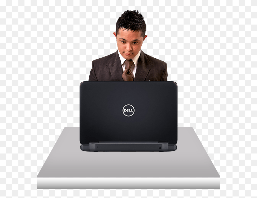 601x585 Person With Ds Using Computer Person On Computer Transparent, Pc, Electronics, Laptop HD PNG Download