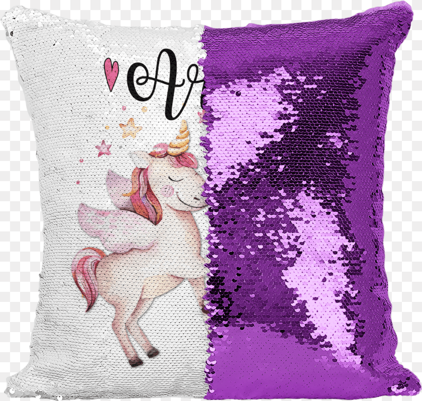 Personalised Unicorn Magic Sequin Cushion Cover Gold, Home Decor, Pillow PNG