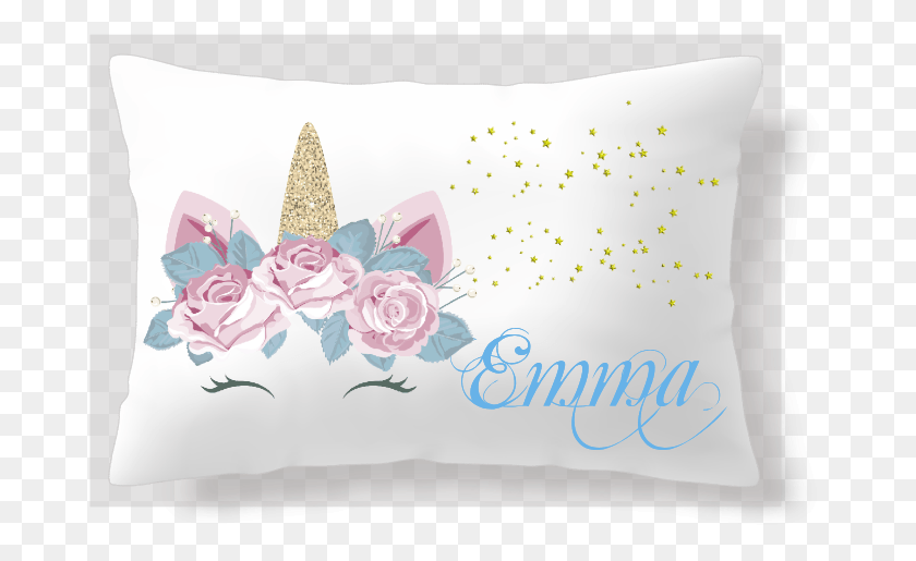 677x455 Personalized Blue Amp Pink Flower Unicorn Pillow, Floral Design, Pattern, Graphics HD PNG Download