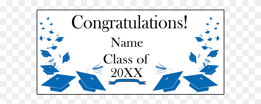 605x275 Personalized Blue Mortarboard Banner Party Supplies Graphic Design, Text, Outdoors, Nature HD PNG Download