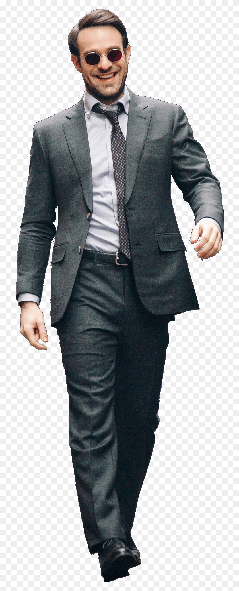 738x2015 Personmatt Murdock Walking Matt Murdock White Background, Clothing, Apparel, Suit HD PNG Download