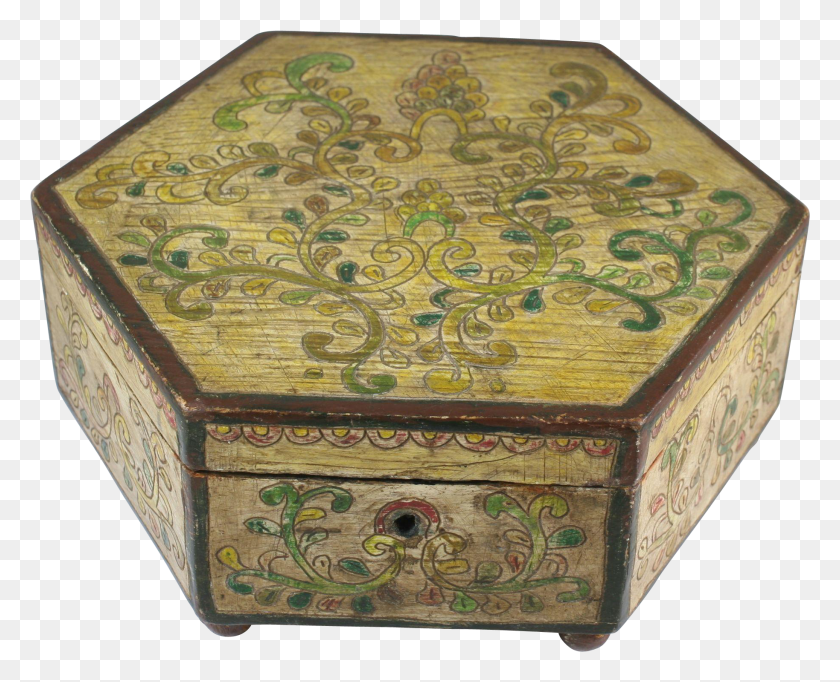 1828x1460 Перуанская Ручная Роспись Полихромная Деревянная Шестиугольная Коробка Png Скачать