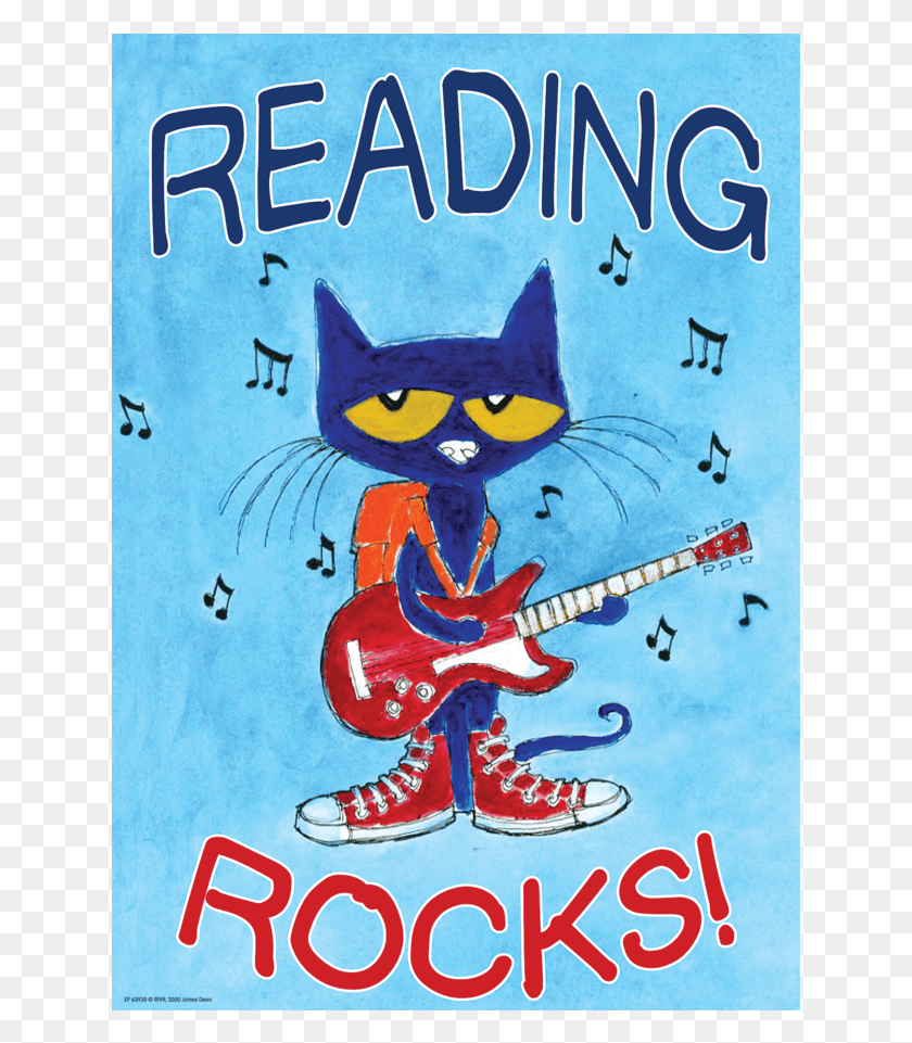 635x901 Pete The Cat Reading Rocks Positive Poster Pete The Cat Rocking In My School Shoes Cover, Leisure Activities, Guitar, Musical Instrument HD PNG Download