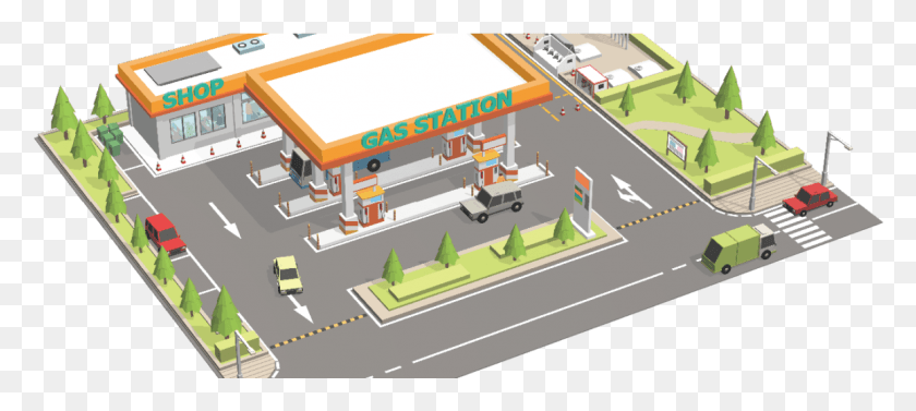 1158x471 Descargar Png Bomba De Gasolina Y Cng Gasolinera Cctv Diseño De La Estación De La Bomba De Gasolina, Carretera, Intersección, Asfalto Hd Png