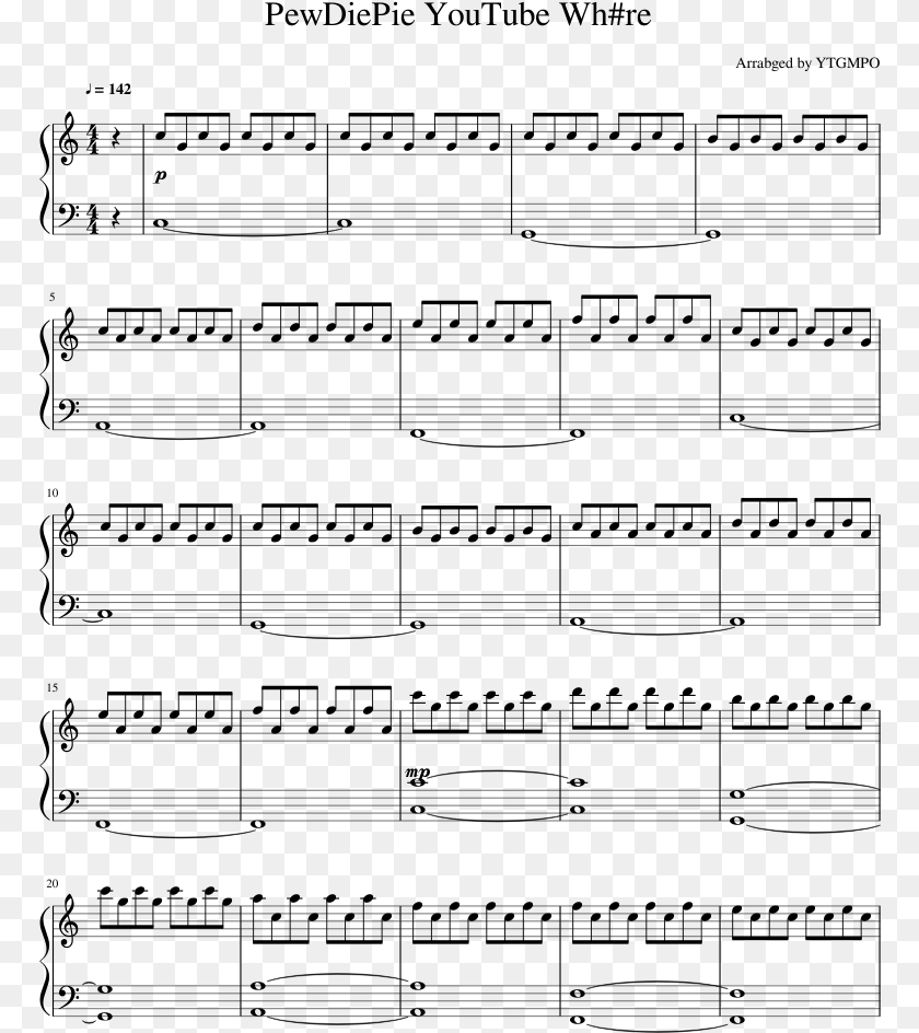 Pewdiepie Youtube Wh Stranger Things Sheet Music, Gray PNG
