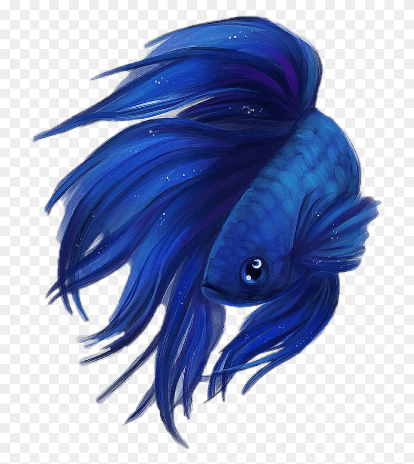 713x883 Pez Sticker Blue Betta Fish Drawing, Bird, Animal, Sea Life HD PNG Download