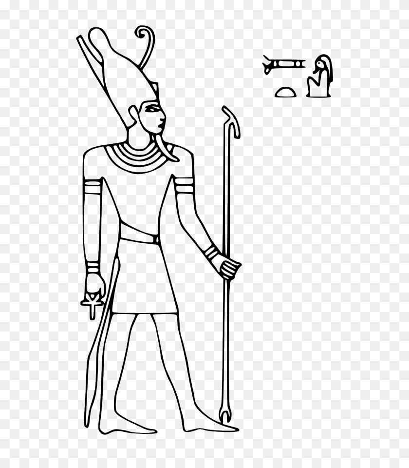 640x900 Pharaoh Coloring Pages Egyptian God Egyptian Gods Coloring Pharaoh Clip Art Black And White, Cane, Stick HD PNG Download