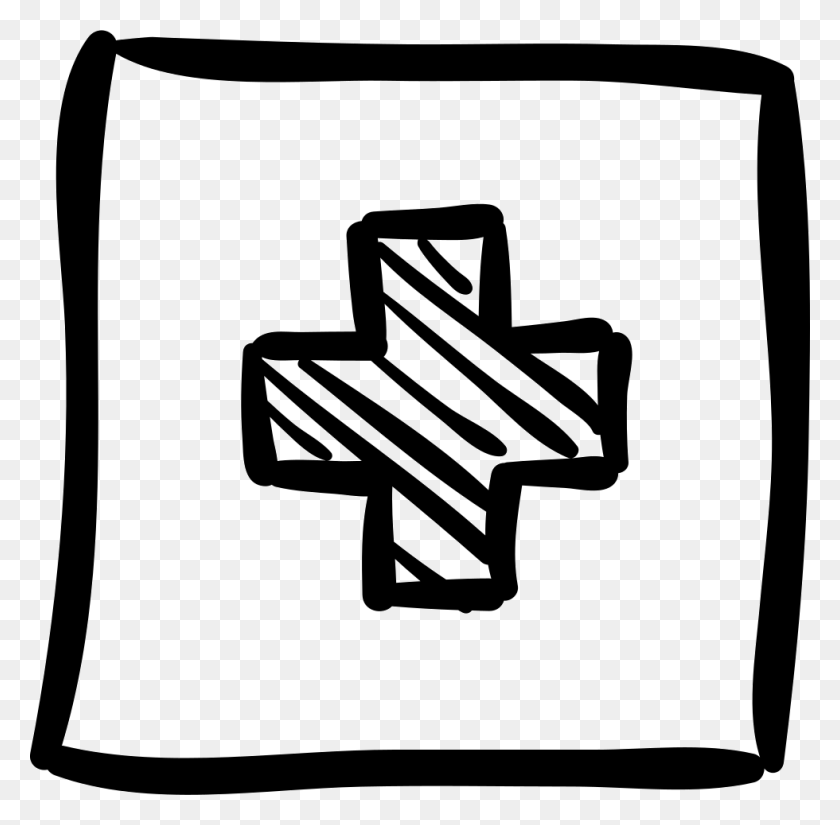 980x962 Pharmacy Cross Sketched Sign In Square Button Comments Portable Network Graphics, Pillow, Cushion, Hand HD PNG Download