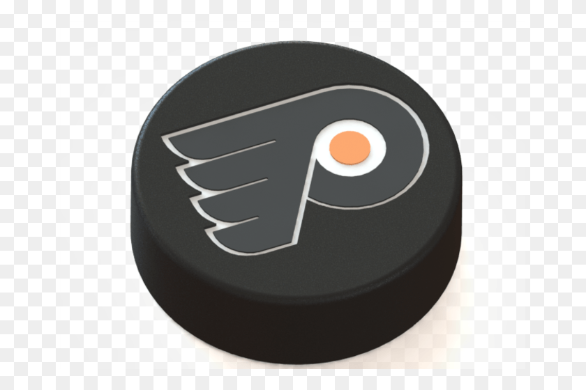 667x500 Philadelphia Flyers Logo On Ice Hockey Puck 3d Print Circle, Plectrum, Food HD PNG Download