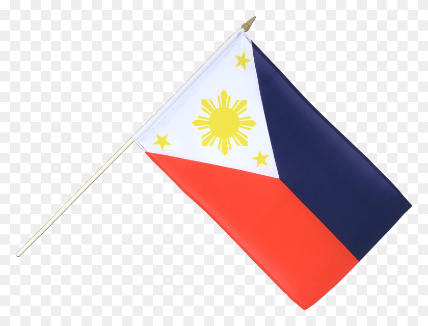 1353x1007 Флаг Филиппин Полюс Флаг Филиппин С Палкой, Треугольник, Символ, Воздушный Змей Png Скачать
