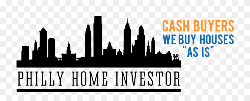 1920x693 Descargar Png Philly Home Investor Main Site Logo Philadelphia Skyline Vector, Texto, Aire Libre, Gris Hd Png