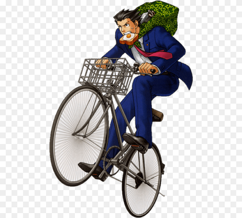 500x757 Phoenix Riding A Bike Phoenix Wright Bicycle, Adult, Person, Man, Male PNG