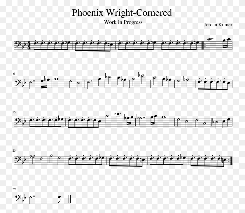 755x672 Phoenix Wright Cornered Sheet Music Composed By Jordan Sheet Music, Gray, World Of Warcraft HD PNG Download