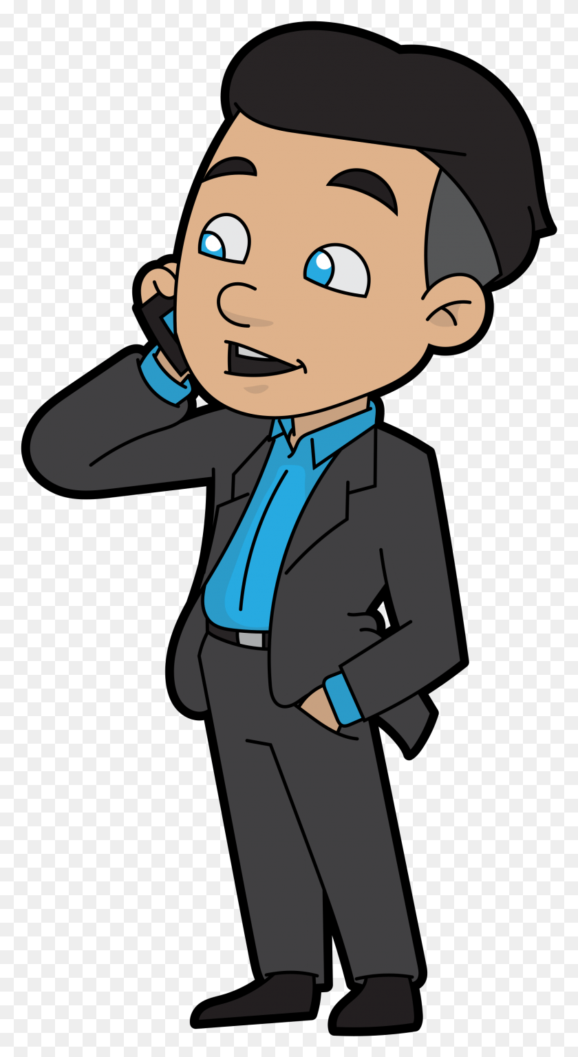 1510x2857 Phone Clipart Businessman People On The Phone Cartoon, Person, Human, Suit HD PNG Download