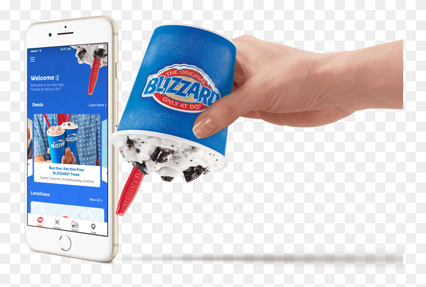 750x506 Phone With The Dq App Open And A Delicious Combo Meal Dairy Queen Phone App, Mobile Phone, Electronics, Cell Phone HD PNG Download