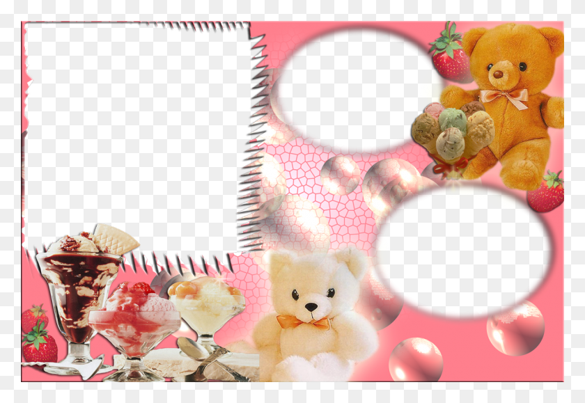 1181x787 Photo Frame Wtih Teddy Bear Teddy Bear Frame, Toy, Ice Cream, Cream HD PNG Download