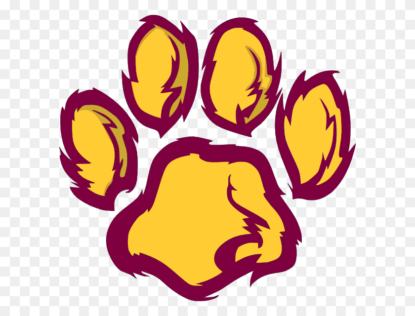 600x580 Photo Maroon And Gold Paw Print, Hand, Plant, Food HD PNG Download