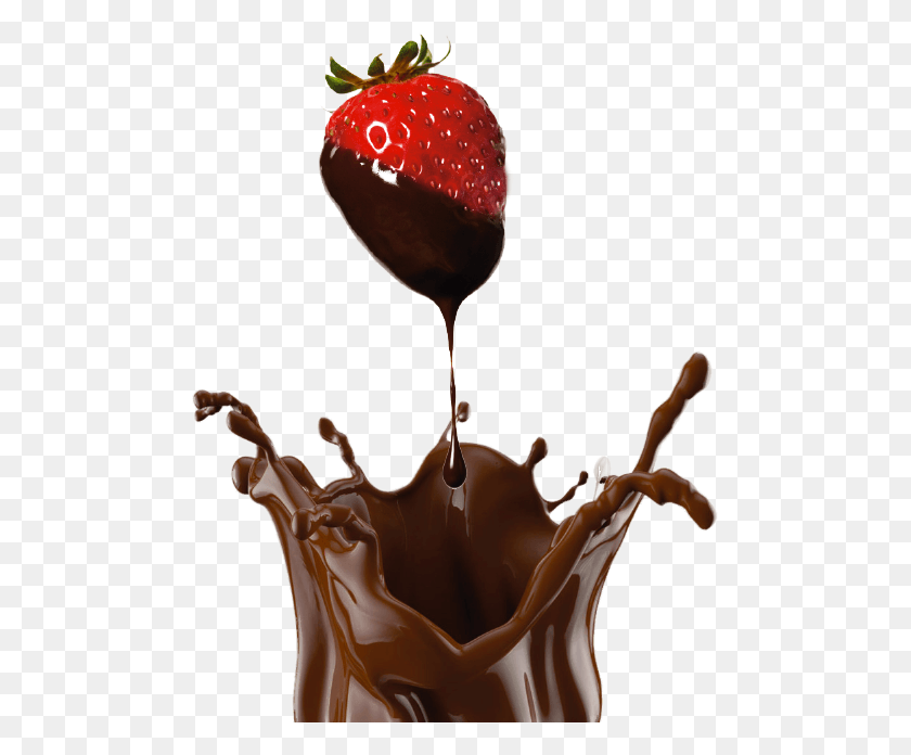 485x636 Photo Of A Strawberry Covered With Chocolate Chocolate Milk Splash, Sweets, Food, Confectionery HD PNG Download