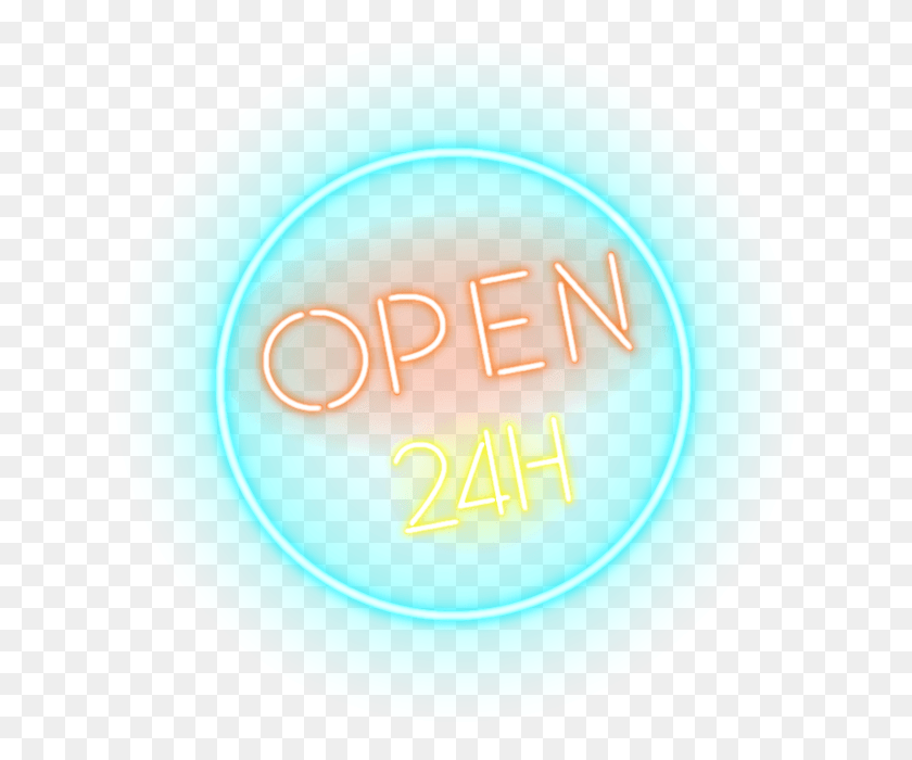640x640 Photography Neon Sign Hours Stock 24 Hours Neon, Light, Text, Sphere HD PNG Download