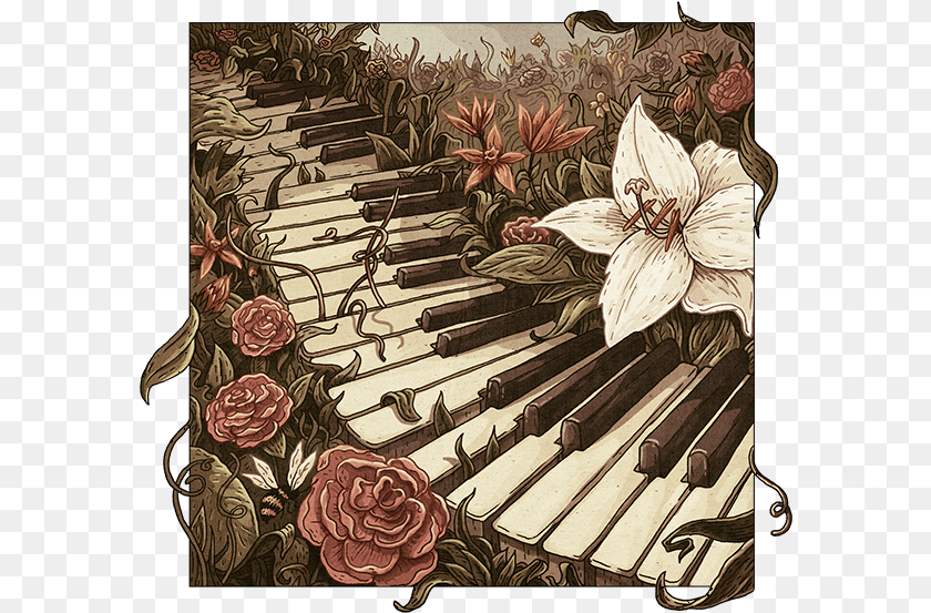 590x553 Piano Cd Cover On Behance Music Piano Art Drawing, Flower, Plant, Petal Sticker PNG