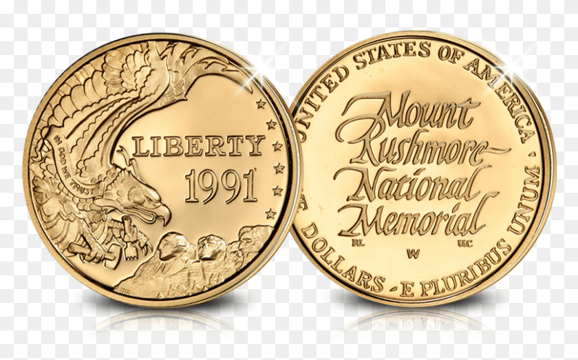 806x479 Pice D39Or Officielle De 5 Mount Rushmore De Qualit Coin, Деньги, Золото, Башня С Часами Png Скачать