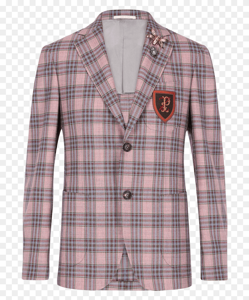 698x953 Pick Logo Appliqud Checked Wool Silk Jacket Ss19 Collection Miami Dolphins Button Down Shirt, Clothing, Apparel, Dress Shirt HD PNG Download