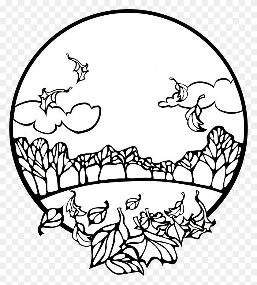 2148x2400 Pics Of Fall Scene Coloring Pages Autumn Clipart Black And White, Astronomy, Doodle HD PNG Download