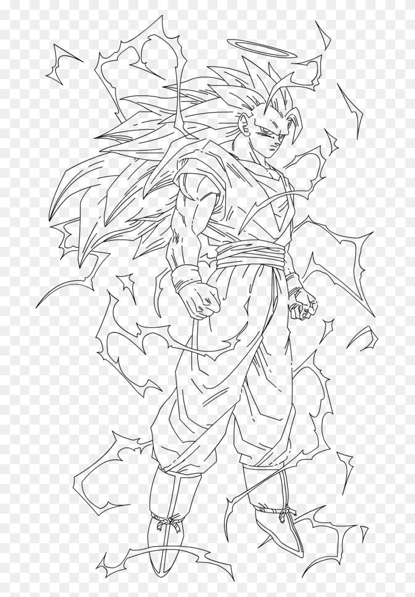 695x1149 Pics Of Goku Ssj3 Coloring Pages Super Saiyan 3 Goku Coloring Pages, Gray, World Of Warcraft HD PNG Download