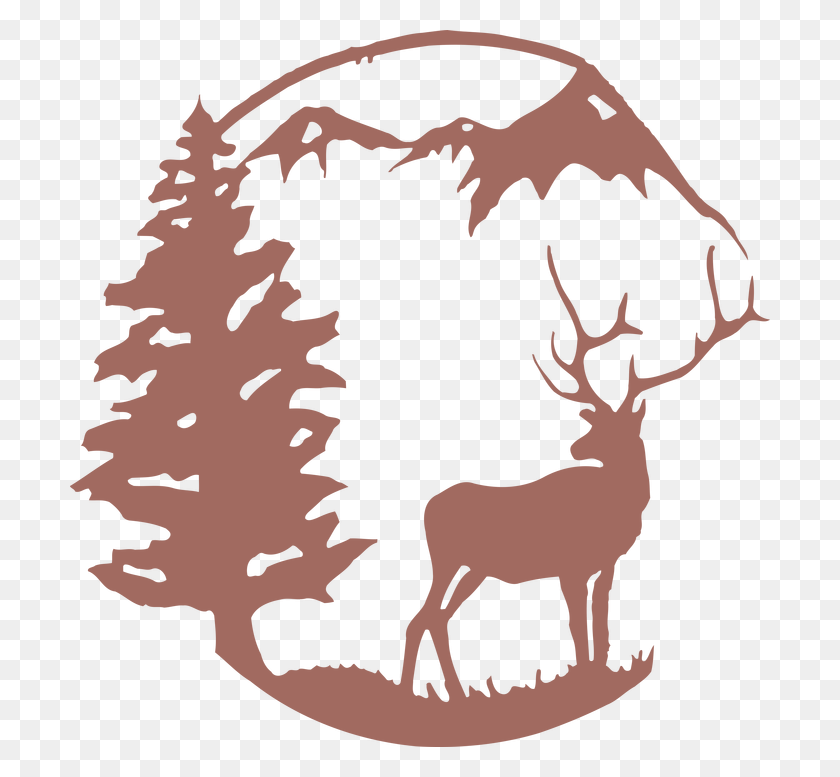 700x717 Picsonmetal Com Elk Deer Clipart Art, Дерево, Растение, Плакат Hd Png Скачать