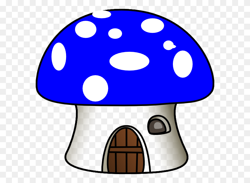 600x558 Picture Black And White Stock Clipart Mushroom Blue Mushroom House Clipart, Plant, Fungus, Agaric HD PNG Download