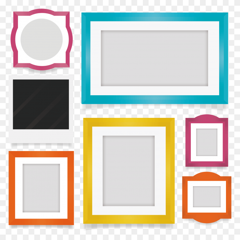 4299x4295 Picture Flat Frame Design Film Exquisite Clipart Flat Design Picture Frame, Collage, Poster, Advertisement HD PNG Download