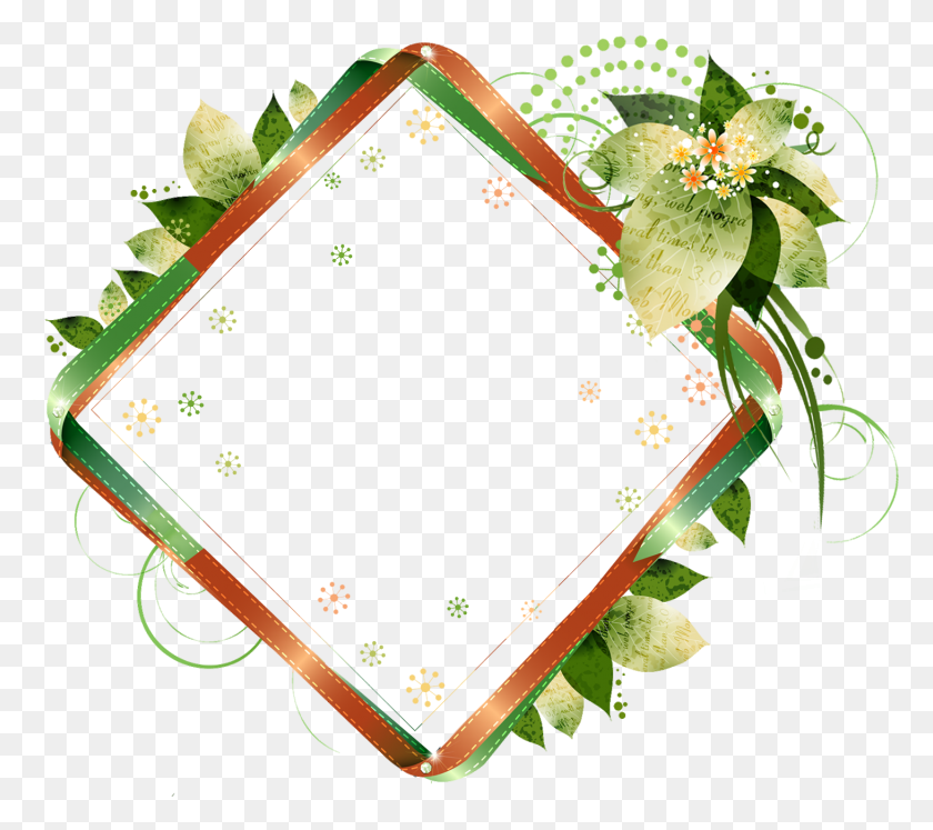 1460x1286 Picture Flower Pattern Frame Diamond Green Clipart Boxes Border In, Plant, Graphics HD PNG Download
