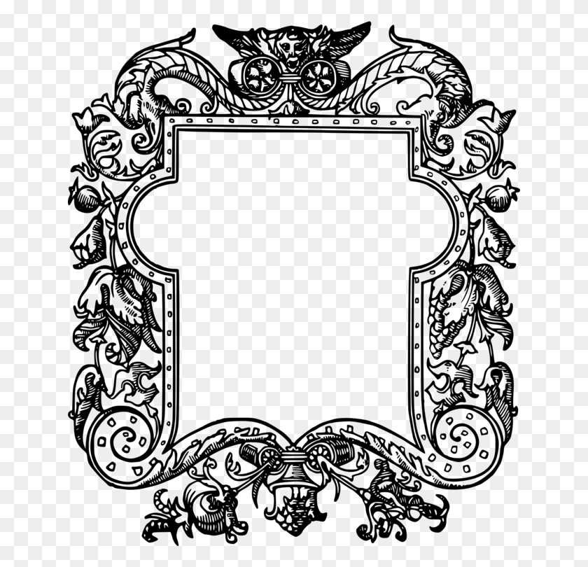 646x750 Picture Frames Drawing Ornament Decorative Arts Line Frame Drawing, Gray, World Of Warcraft HD PNG Download