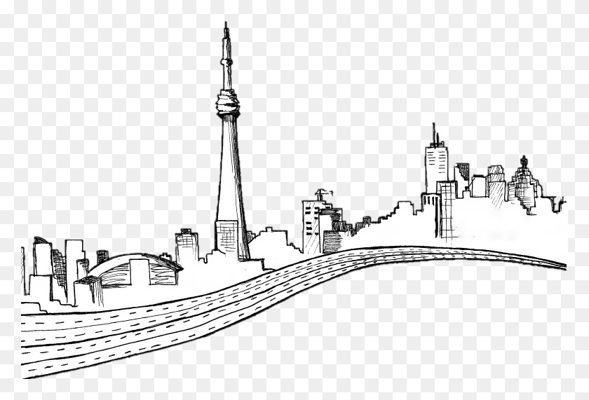 2563x1680 Descargar Png Picture Freeuse City Skyline Drawing At Getdrawings Toronto Skyline Drawing, Barco, Vehículo, Transporte Hd Png