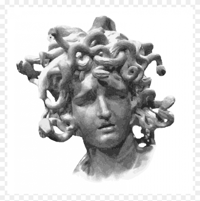 795x800 Picture Freeuse Library Clipart Head Medium Image Medusa Head Statue, Sculpture, Person HD PNG Download