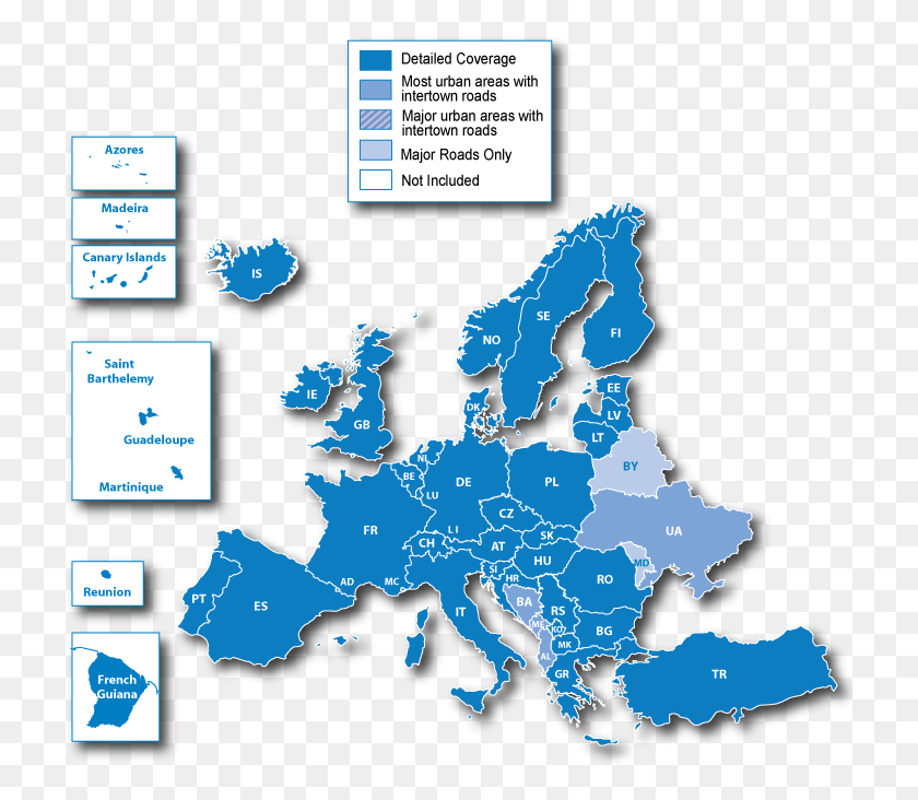 723x672 Descargar Png / Mapa De Europa Occidental De Garmin Png