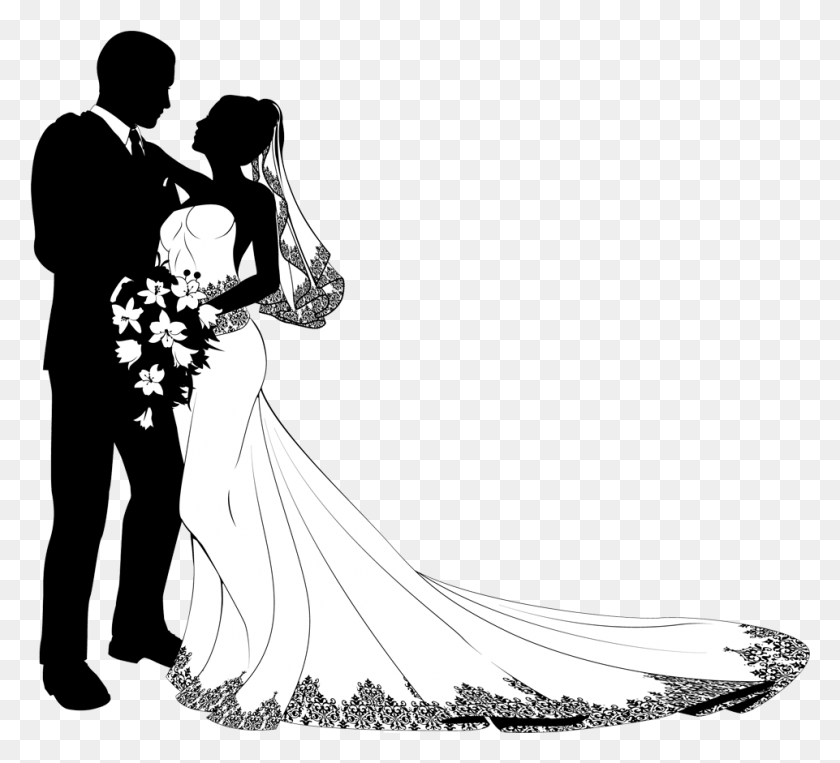 961x867 Picture Library Bridegroom Clip Art Transprent Silhouette Bride And Groom, Clothing, Apparel, Person HD PNG Download