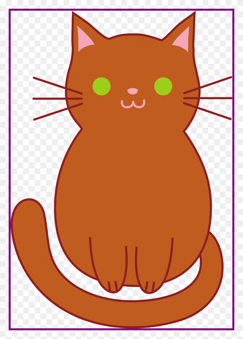 3590x5101 Picture Library Cat Cute Brown Clip Art Sweet Cat Cartoon, Animal, Wildlife, Amphibian HD PNG Download
