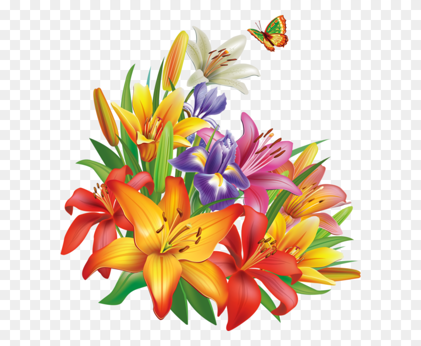600x632 Библиотека Изображений Fleurs Flores Flowers Bloemen Dekopaj Flower Vector Psdkey, Растение, Цветок, Букет Цветов Hd Png Скачать