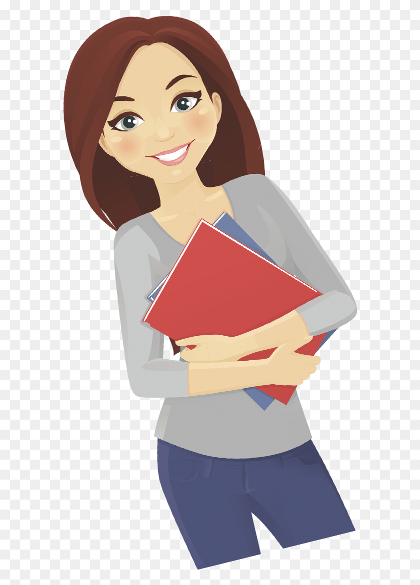 590x1111 Picture Library Library Cartoon Woman Female Transprent Teacher Clip Art Brown Hair, Student, Nurse, Text HD PNG Download