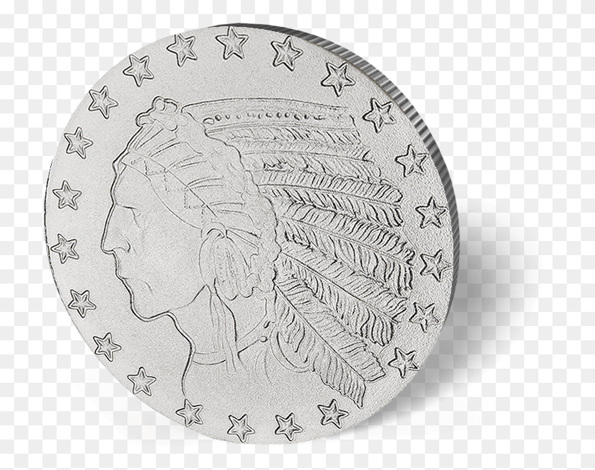742x603 Picture Of 1 Oz Silver 5 Indian Design Round Coin, Money, Rug, Nickel HD PNG Download