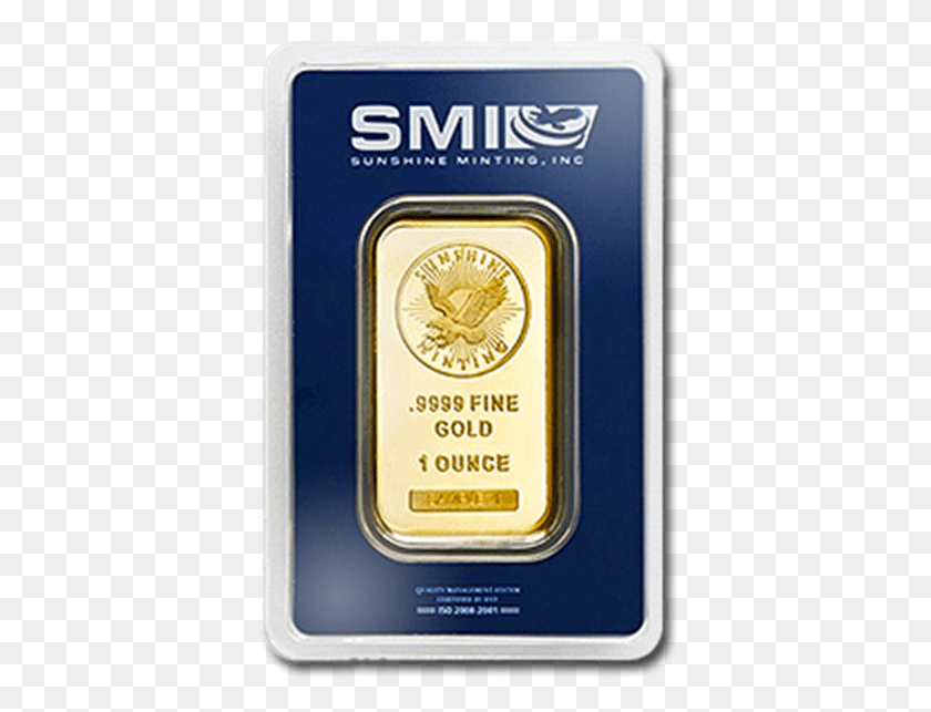 384x583 Picture Of 1 Oz Sunshine Mint Gold Bar 1 Oz Sunshine Mint Gold Wafer Bar, Label, Text, Mobile Phone HD PNG Download