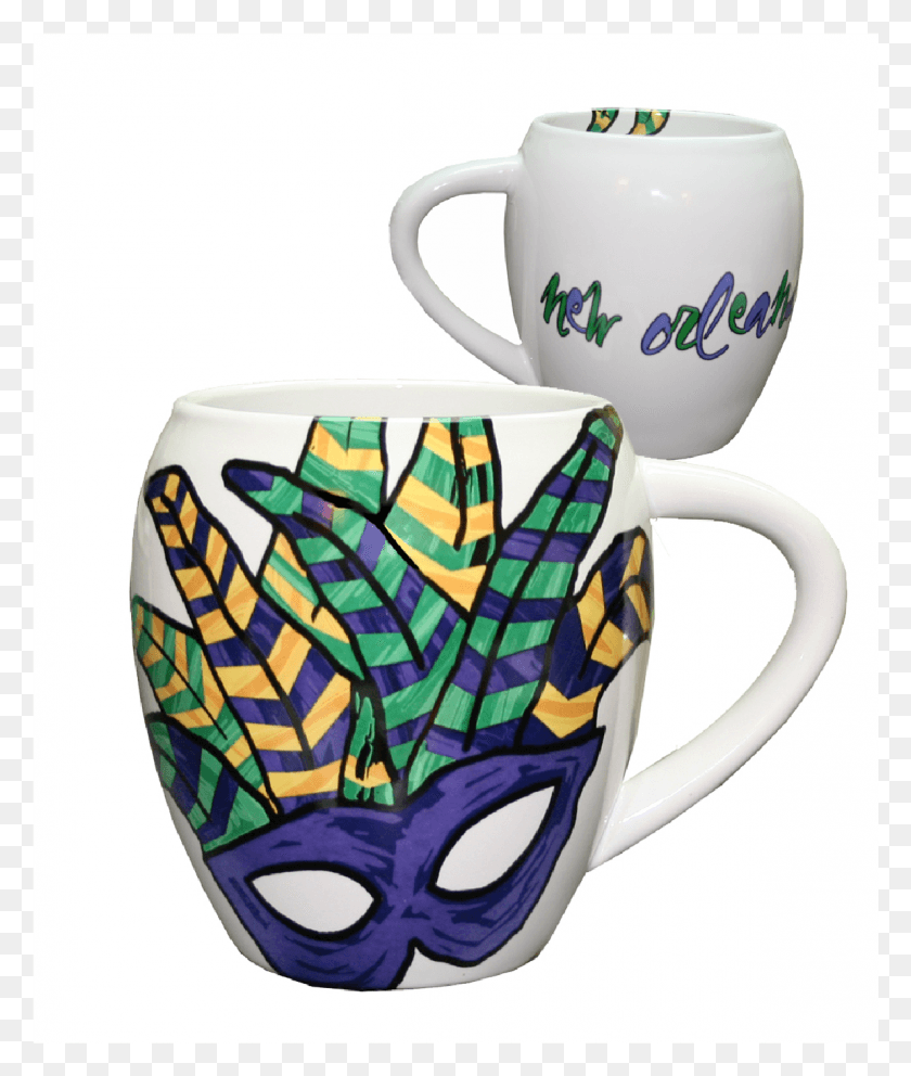 1190x1422 Picture Of Abstract Feather Mardi Gras Mask Coffee Mardi Gras Coffee Mugs, Coffee Cup, Cup, Pottery HD PNG Download