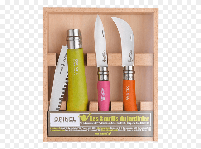 487x563 Picture Of Box 3 Opinel Gardener39s Tools Nozh Za Prisazhdane Ceni, Tabletop, Furniture, Cutlery HD PNG Download