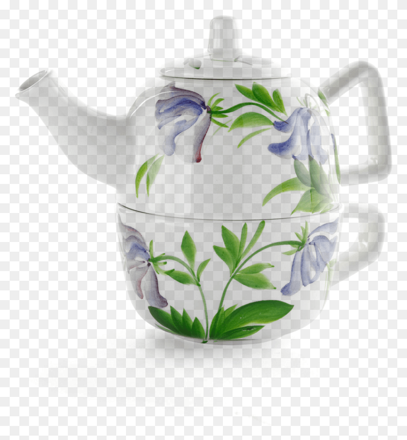 827x901 Picture Of Columbine Teapot With Cup Aboca Museum Collection Teapot, Pottery, Pot HD PNG Download
