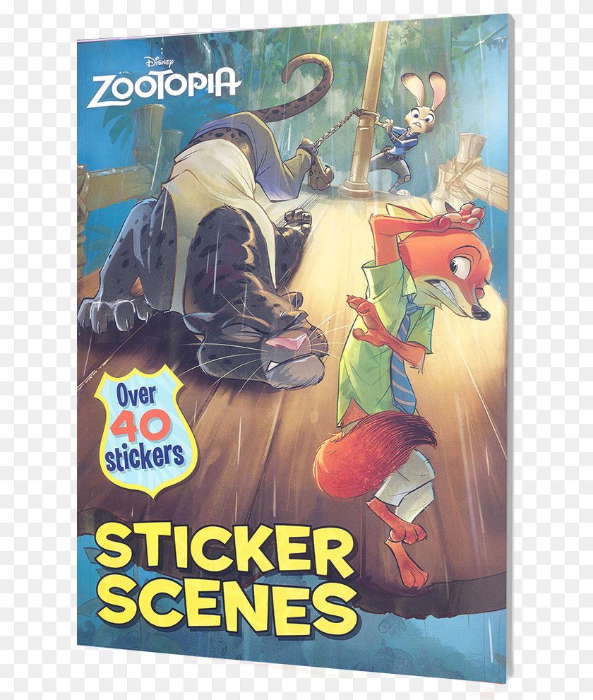 624x991 Picture Of Disney Sticker Scenes Disney Zootopia Sticker Scenes, Book, Comics, Publication, Person Clipart PNG